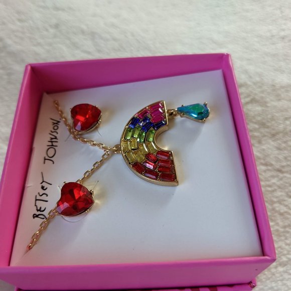 NWT Rainbow Charm Necklace & Heart Earring Set - Picture 8 of 10